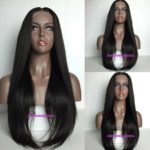 2 Human Hair Full Lace Wigs Natural Color Brazilian Hair Silky Straight Wig 1