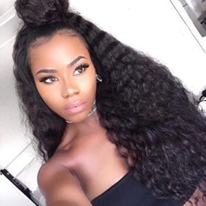 24. 360 Lace Frontal Wigs Brazilian Hair Wavy Wig Natural Color